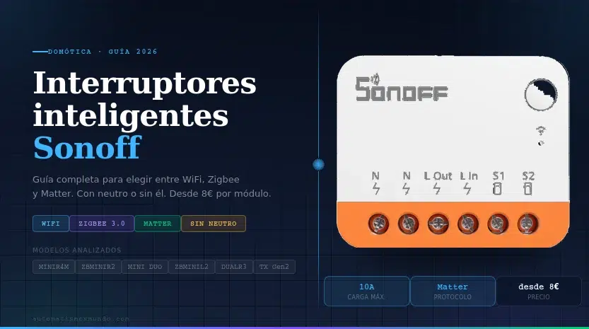 interruptor inteligente Sonoff instalado en caja de registro